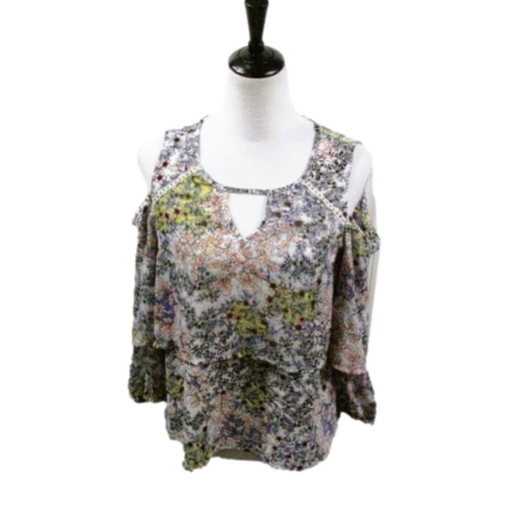 Fever Cold Shoulder Layered 3/4 Sleeve Blouse Size Medium